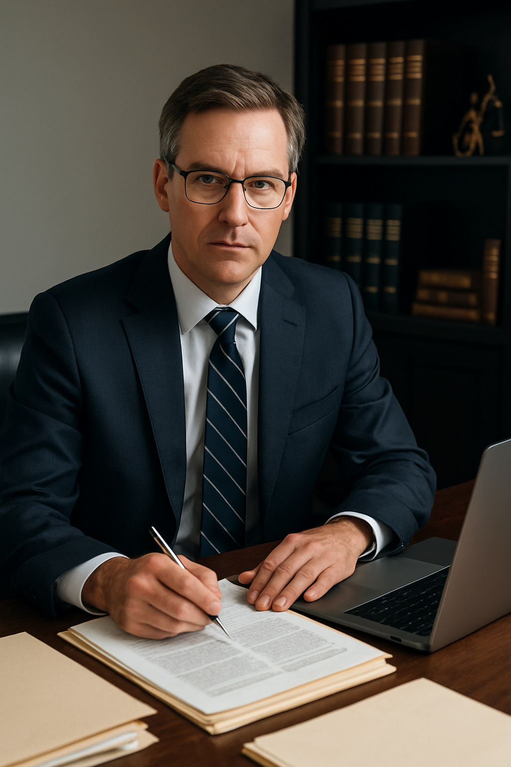 Focused Lawyer in Elegant Office Focused Lawyer in Elegant Office